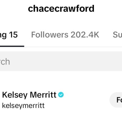 Chace Crawford is taking TikTok by storm! The Upper East Side heartthrob just added Victoria's Secret model Kelsey Merritt to his following list. What's brewing between these two? Stay tuned!